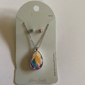 Swarovski Silver Necklace with Teardrop Pendant